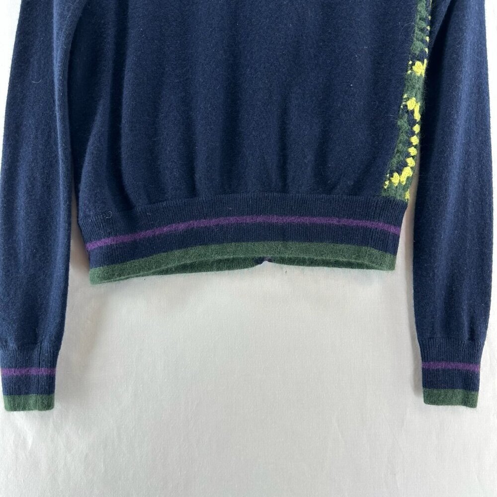 Juicy Couture Sweater Womens XS Crochet Granny Square Cardigan Retro Navy Green - Picture 5 of 12